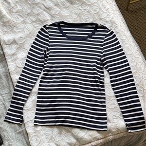 GAP Navy and White Striped Long Sleeve Tee